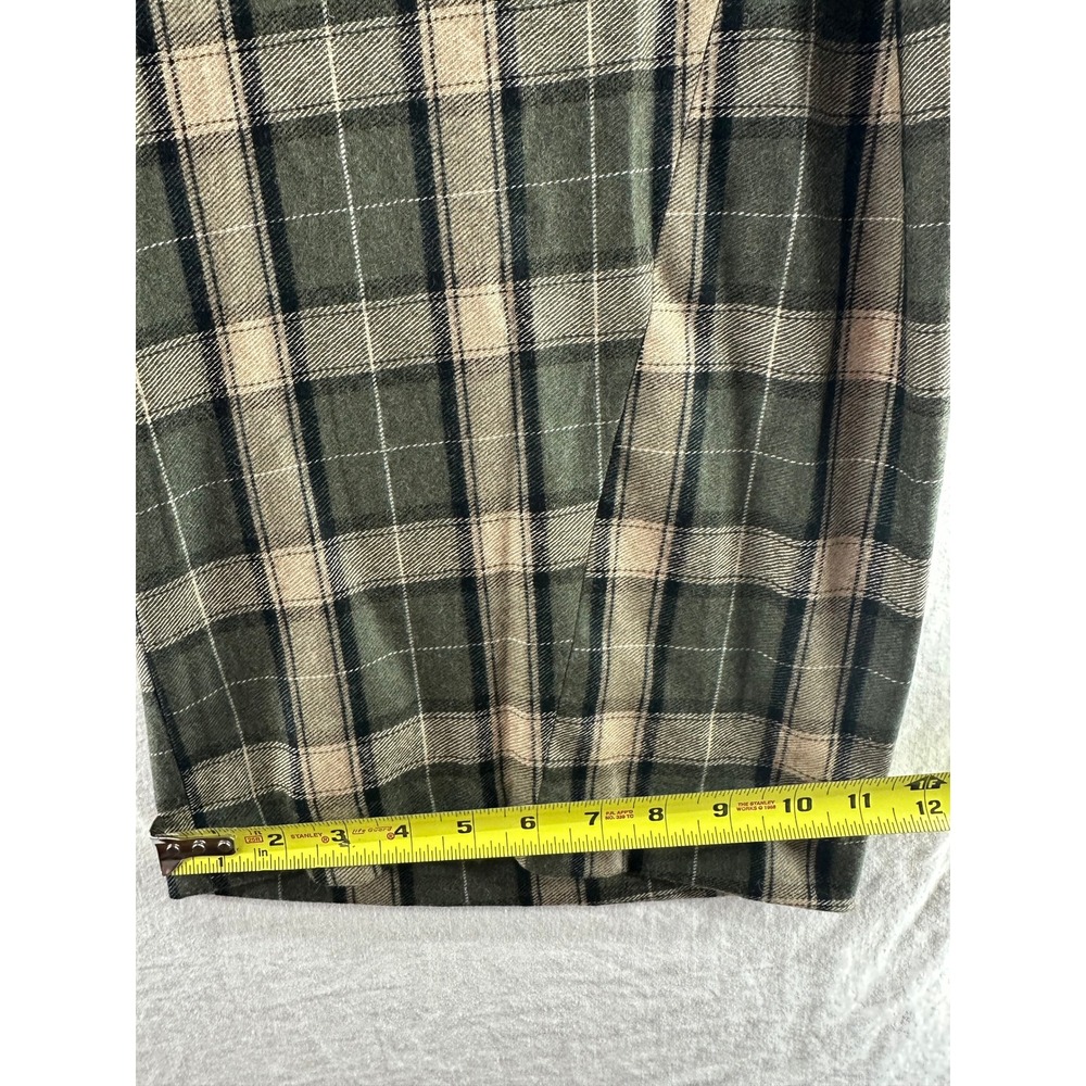 Zara Women Green Plaid Wide Leg High Rise Pleated Trousers Size L Pants - Picture 9 of 14